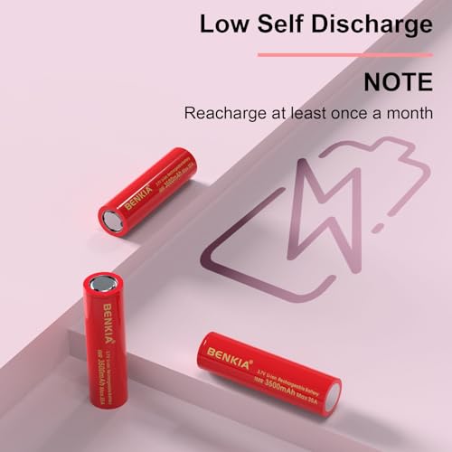 18650 Rechargeable Battery 3.7Volt 3500mAh High Capacity Flat Top for Headlamps Flashlights(2 Pack,18650 Battery+Charger)