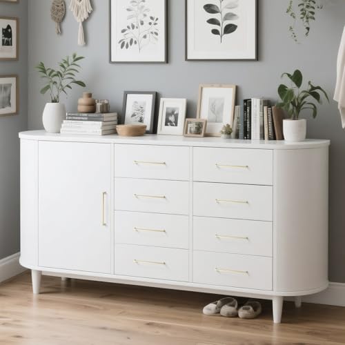 Lardmon 10 Pack Brushed Gold Modern Cabinet Pulls 8.8 Inch(224mm) Hole Center Timeless Drawer Pulls Vanity Pulls Classic Solid Kitchen Cabinet Handles Hardware, 9.2 Inch(235mm) Total Length by Lardmon - Image 3