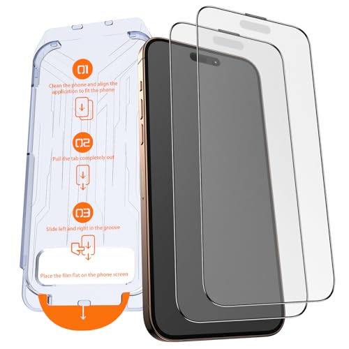 Kuteja Matt Panzerglas für iPhone 16 Pro [2 Stück] 9H Härte Full Screen Matte Schutzfolie Automatische Staubentfernung Folie Anti-Fingerabdruck Blendschutz