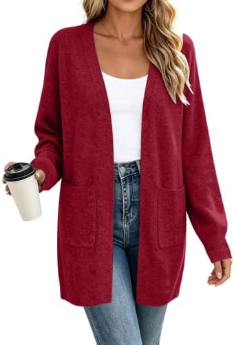 Langer Cardigan-Pullover für Damen weich elegant Strickjacke mit Taschen | Langer Cardigan-Pullover in großer Größe, lässige, weich und bequem, modische Winterpullover, Strickjacke