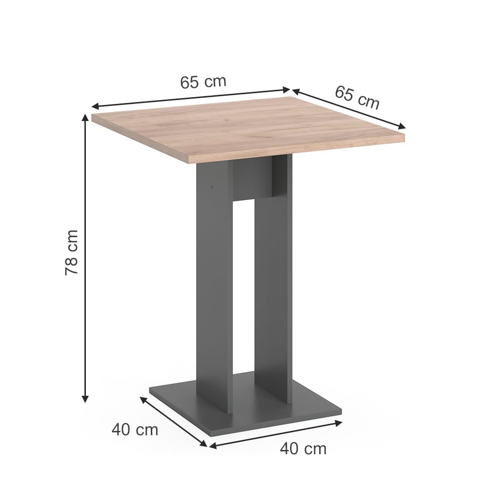 Vicco Esstisch Repose, Anthrazit, 65 x 65 cm, geeignet als platzsparender Einzeltisch für kleine Räume