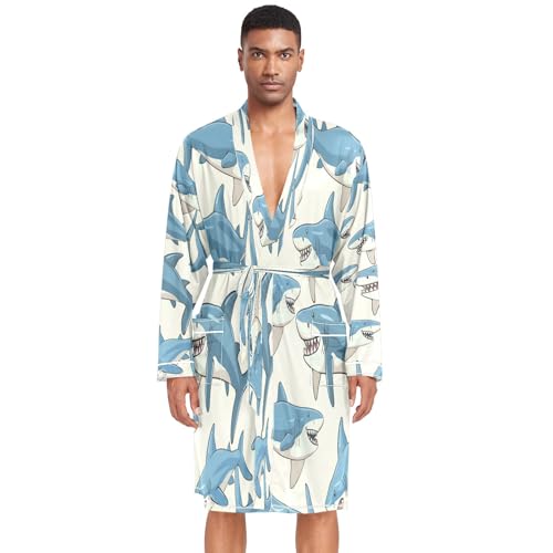 Blue Shark Men's Robe Lightweight Bathrobe Spa Bathrobe
