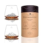 Verres à Whisky 350ml (lot de 2) - Verres Borosilicate de qualité supérieure, soufflés artisanalement avec les montagnes en relief | Forme Tulipe | Spiritueux TOPOGRAPHIC (Everest & Mont Blanc)