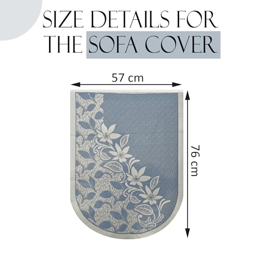Image of Kuber Industries 2 Seater Cotton Sofa Cover /Slip Cover | Set of 4 Pieces | Removable & Washable Sofa Set Cover for Living Room -Floral Blue