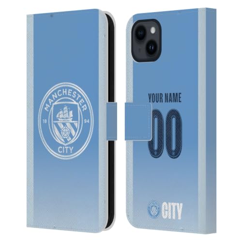 Coque Cuir Manchester City iPhone 15 Plus Étui Portefeuille Haut de Gamme