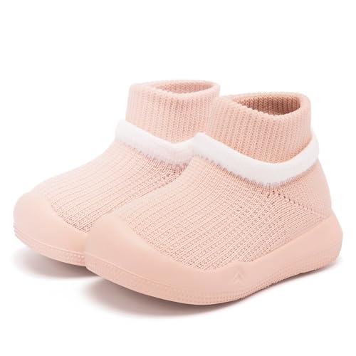 Image of Baby Sock Shoes With Grip - Infant First Walker Shoes for Girls and Boys - Toddler Slipper Non Slip