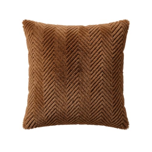 Image of Wakefit Designer Cushion Cover | 24x24 inch | Plush Fur Feel | Velvet Fabric | Machine Washable | Pack of 1 | Fur Brown