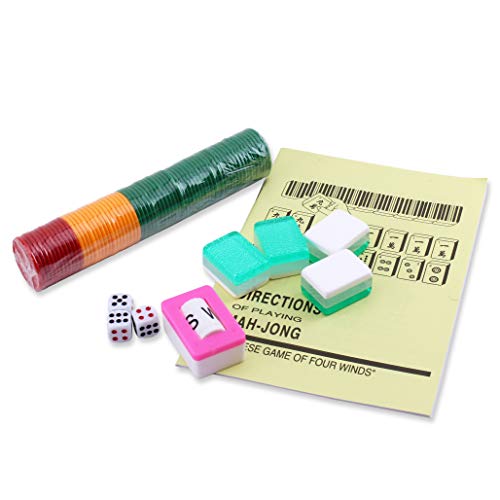 Chinese Numbered Acrylic Tiles Mahjong Set 144 Green Tiles 1.25 Inch Easy-To-Read Game Set /Complete Set 6Lbs / Birthday Mah Jongg / Majiang Green #TOP3