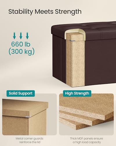 image for SONGMICS MAZIE Collection - 43 Inches Folding Storage Ottoman Bench, O