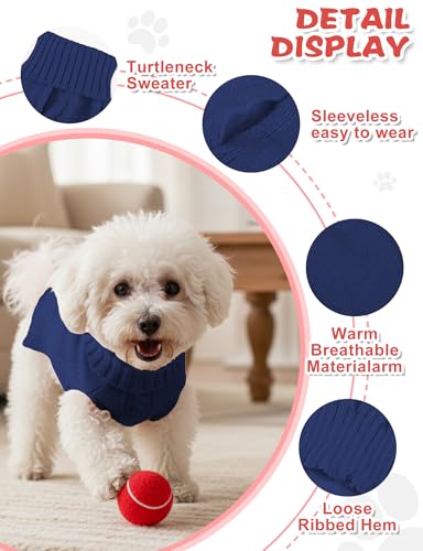 Image of Dog Sweaters for Small Medium Large Dogs Cats, Soft Warm Turtleneck Pullover Solid Cable Knit Fleece Stretch Pet Clothes,Classic Fuzzy Coat for Puppy Girl Boys for Fall Winter Cold Weather
