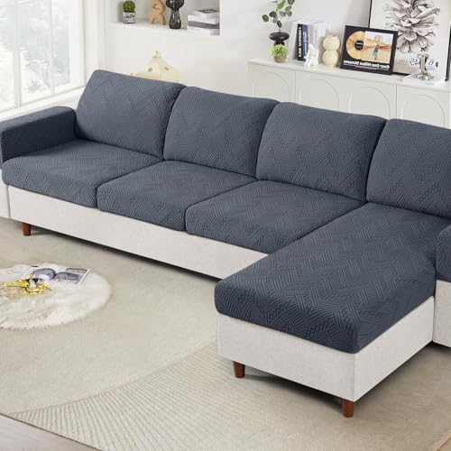 Ruaozz Couch Cushion Covers for Sectional Sofa Stretch Seat Cushion Covers Washable Sofa Slipcovers for L Shaped Soft Furniture Protector Pet Friendly (1 PC Seat or Back Cover, Grey)