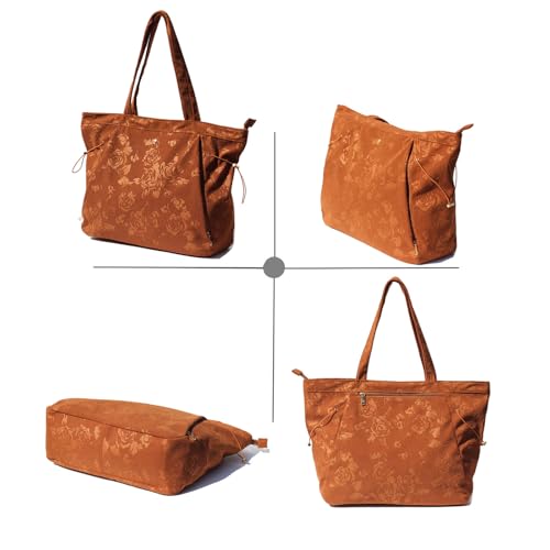 ESVAN Corduroy Yoga Tote Bag Gifts for Women Drawstring Yoga Mat Bag for Office Workout Travel Carryall Pilates Gym 6