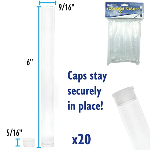 The Beadsmith Clear Plastic Tubes - 6-Inch-Long Round Tubes, 9/16 Inches In Diameter - Flat Caps - Use For Beads, Bath Salts, Wedding & Party Favors, Home Or Office Storage - Bag Of 20 #TOP3