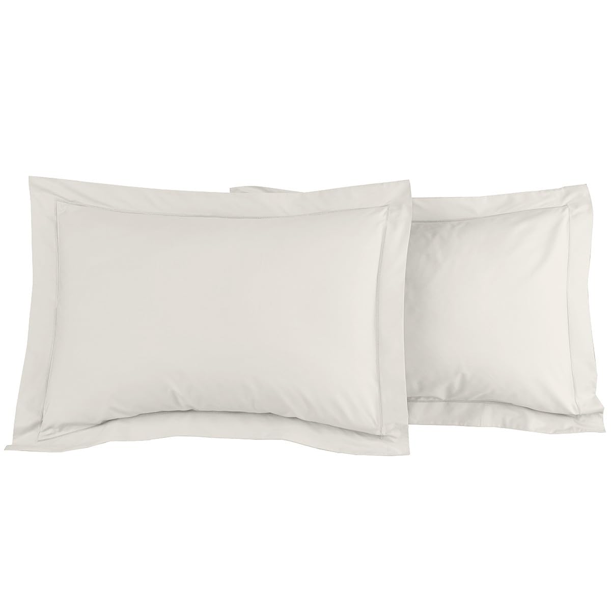 Home Cassiopee to80pe-ecr Set of 2 Pillowcases 80 Count Percale Ecru 50 x 70 cm, Off-white, 50x70 x cm