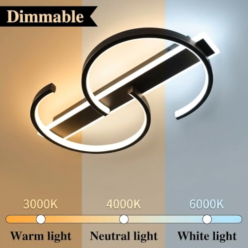 Image of ELEPHANTBOAT LED Ceiling Lights Dimmable Chandelier Lights for Ceiling, Modern Black Ceiling Lamp with Remote Control for Living Room Bedroom Office