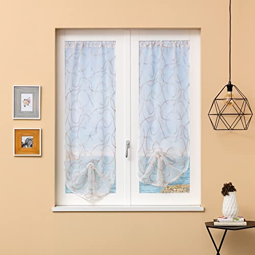 Tende Moderne A Righe Debora - Coppia 80x150cm, Poliestere, Semitrasparenti, Rosso, Per Interni - Foto 8