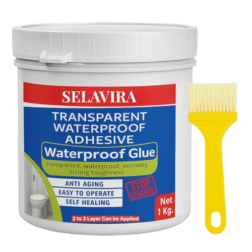 Image of 1Kg Transparent Waterproofing Glue with Brush for Roof Leakage, Crack Seal Water Leakage Solution Indoor Outdoor, Waterproof Adhesive Filler for Bathroom Pipe Wall Tile Surface Window