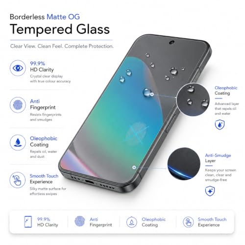 Image of FIRST MART Borderless Matte Tempered Glass for Google Pixel 10 & Pixel 10 Pro, 2 Pack | Anti-Glare, Anti-Fingerprint, Full Adhesive, Smooth Touch, Case-Friendly