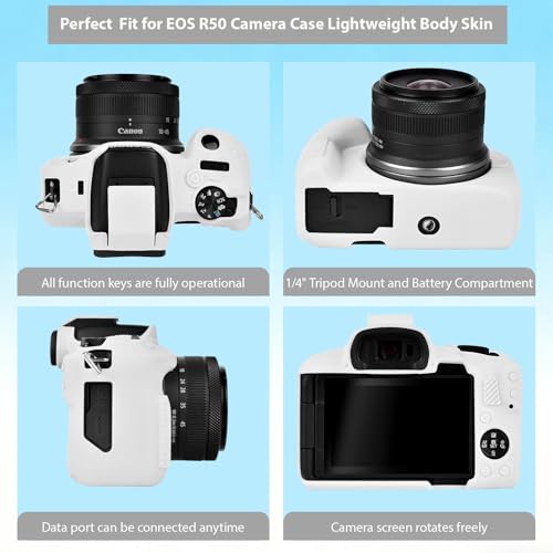 Funda de silicona para cámara Canon EOS R50 blanca miniatura 4