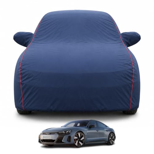 Image of Premium Car Cover for Audi e-tron GT Model | Waterproof, UV & Dust Protection | Mirror & Antenna Pocket | Triple Stitched, Soft Inner Lining, Belt & Buckle (Navy Blue)