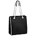 CRAZYCHIC - Sac à Main Porté Epaule Chaînes - Shopper Clous Billes Perles Métal Argenté Femme - Cabas Fourre-Tout Rectangle Cuir PU Taille Moyenne - Sac Ville Shopping Mode Tendance Chic - Noir