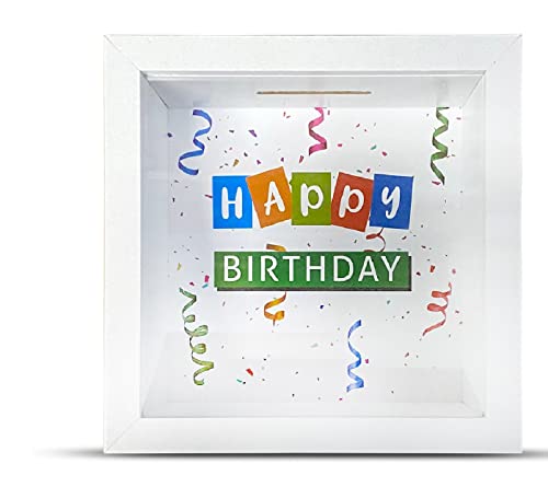 Spardose Geldgeschenke Motiv Sparschwein 3D Bilderrahmen Kaffeekasse zum Befüllen und Einwerfen Piggy Bank Haus Geburtstag Sparbüchse Trinkgeldkasse Geld-Geschenk Bilderrahmen Geldgeschenk weiß Cover