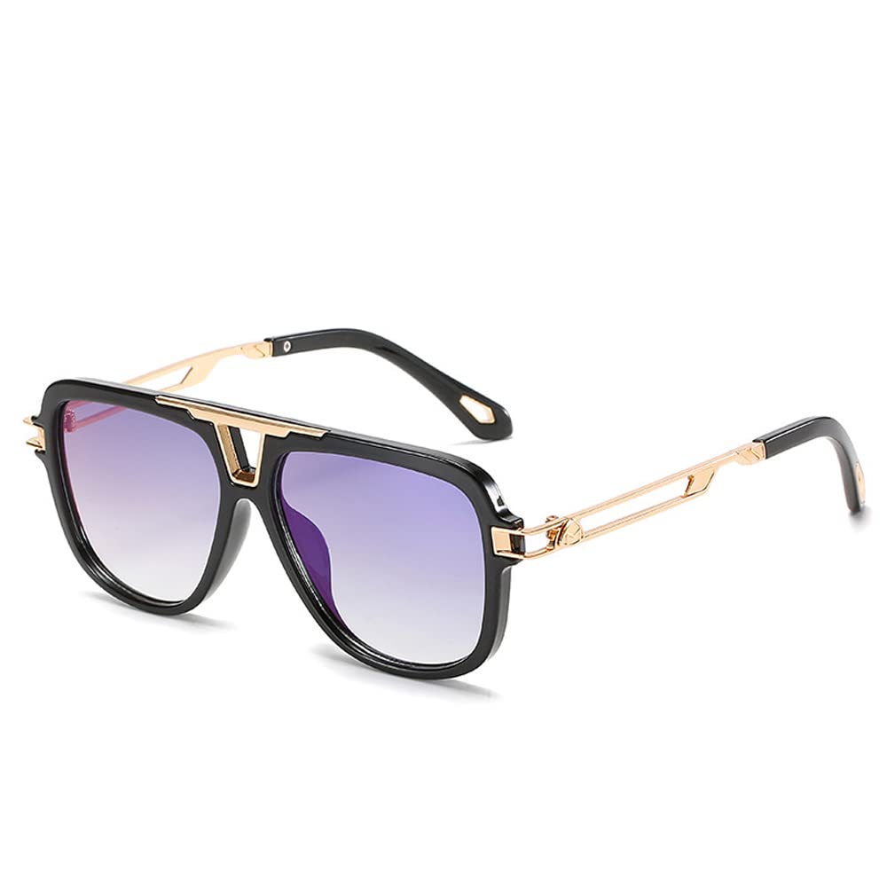 Vintage Sunglasses For Women 2026 New Men Square Shape Mirror Fashion Ladies Shades UV400 Eyewear(Color:Blue)