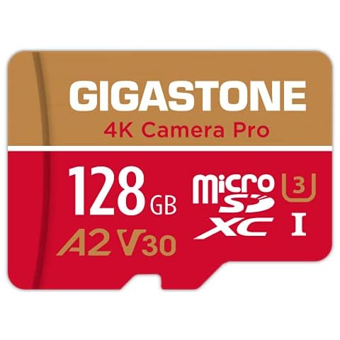 [5-Yrs Free Data Recovery] Gigastone 128GB Micro SD Card, 4K Video Recording for GoPro, Action Camera, DJI, Drone, Nintendo-Switch, R/W up to 100/50 MB/s MicroSDXC Memory Card UHS-I U3 A2 V30 C10 Cover
