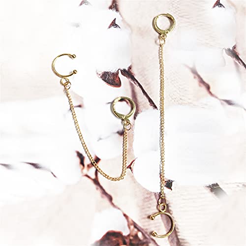 Andpai Chic Minimalist Punk Silver Gold Hypoallergenic Dangle Drop Earrings With Round Huggie Hoop Ear Cuff Chain Earrings For Women Girls (Gold) #TOP7