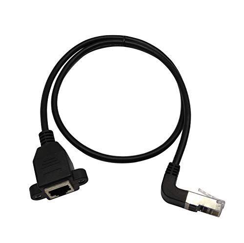 Ethernet Extension Cable,90 Degree Bend Rj45 Male To Female Ethernet Lan Network Cable Rj45 Cat 5E Connector Cord - Black (2Ft/0.6M) #TOP1