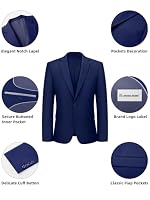 LORENZO BRUNO Herrenanzug, 2-teilig, Ein-Knopf-Anzug, schmale Passform, einfarbige Jacke und Hose, Smoking-Set, Business, Hochzeit, Party, Abschlussball, Marineblau, XL – Ansicht 7