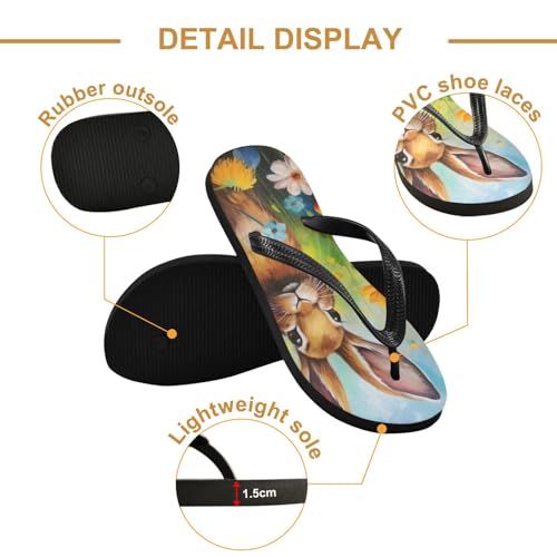 Bunny Rabbit Easter Flowers Floral Flip Flop Beach Summer Casual Sandal for Women & Men Shower Shoes 208531152