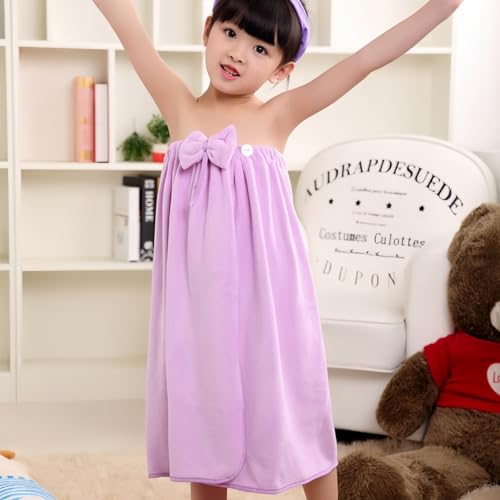Girls Cute Bowknot Bathrobe Adjustable Sling Bathing Skirt Shower Dress Robe Wearable Bath Wrap Towel for 4.5-5inch Height2