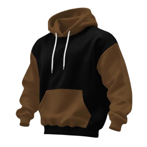 Hoodies for Men Oversized Color Block Fleece Pullover Hooded Sweatshirt - image 4