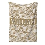 Personalized Baby Blanket for Boys, Desert Tan Military Fleece Infant Throw with Name, Soft Cozy Nursery Gift, Baby Shower, Birthday Gifts