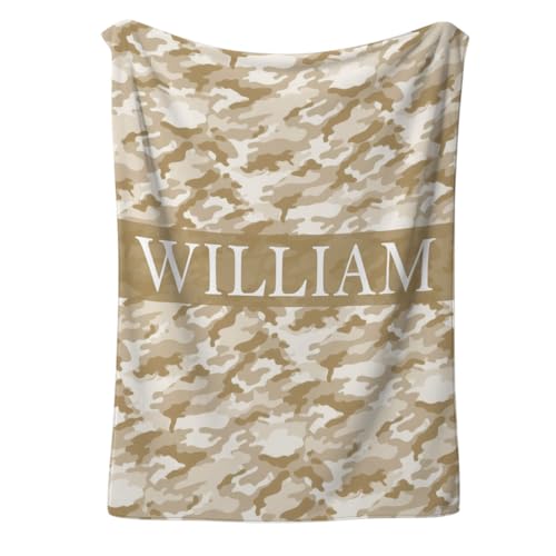 Personalized Baby Blanket for Boys, Desert Tan Military Fleece Infant Throw with Name, Soft Cozy Nursery Gift, Baby Shower, Birthday Gifts