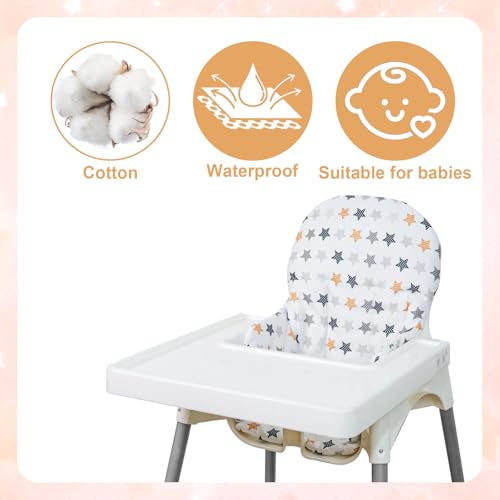 Image of for IKEA High Chair Cushion, High Chair Pad for IKEA Antilop Highchair, Cotton Non-Slip, Soft, Baby Sitting More Comfortable (Colorful Stars)