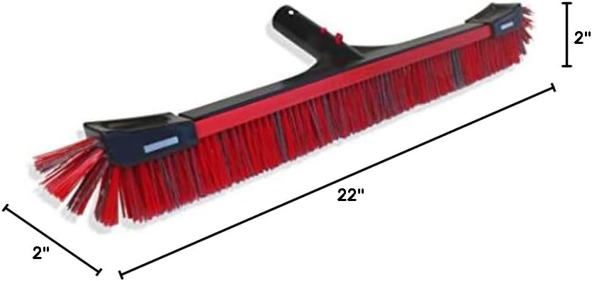 SKIMLITE MANUFACTURING Spartan SP3022 Combo Cleaning Pool Brush Head 22" Heavy Duty Nylon & PBT Bristles for Wall Corner Tile Floor Swimming Pools Scratch Free Curved Edges & Reinforced Metal Handle