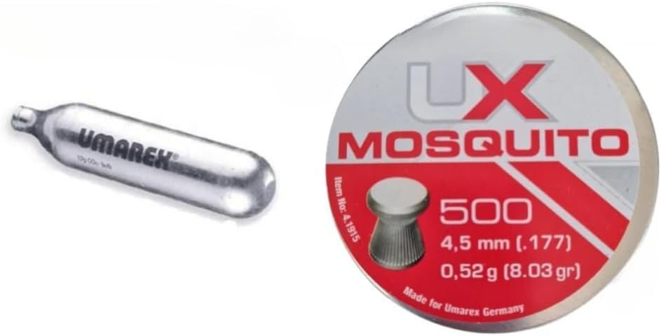 ARMERIAONLINE SINCE 1999 30 BOMBOLETTE CO2 Soft Air Gas 12G per Pistola CO2 CON 500 PALLINI PIOMBINI mosquito CAL 4 5 4,5 4.5