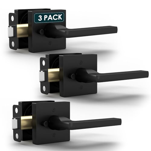 Image of Mega Handles Prime Privacy Door Handle - 3 Pack Reversible Interior Black Door Handle, Heavy Duty Bed & Bath Door Handles with Privacy Door Lock, Fits All Standard Doors - Matte Black