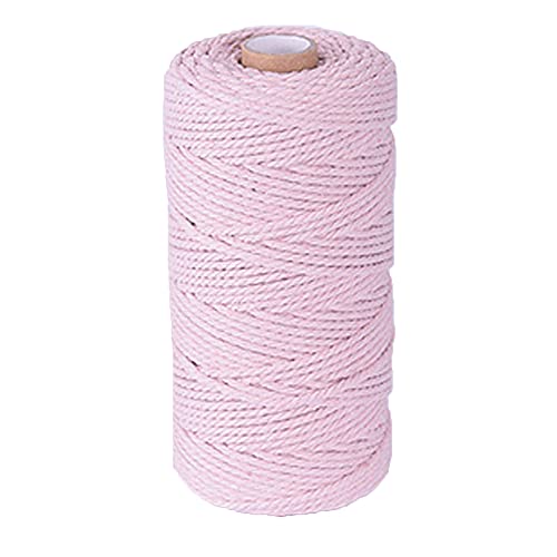 3mm X 109yards Macrame Cotton Cord Colored Cotton Rope Macrame Rope for Handmade Plant Hanger Wall Hanging Craft Making Macrame Supplies Meat Powder