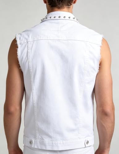 Image of Men's Punk Denim Vest Sleeveless Jean Jackets With Rivets