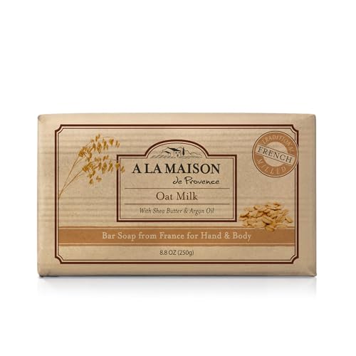 A LA MAISON Oat Milk Bar Soap - Triple French Milled Natural Moisturizing Hand Soap Bar (1 Bar of Soap, 8.8 oz Bar)