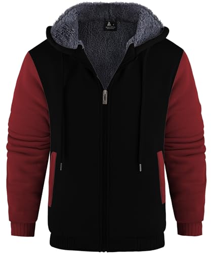 Image of V VALANCH Men's Zip Up Hoodie Fleece Winter Jacket Warm Sweatshirts | Thick Sherpa Lined, Heavyweight Coat with Pocket, Zipper Front, Athletic Outdoor Hiking Sport Running