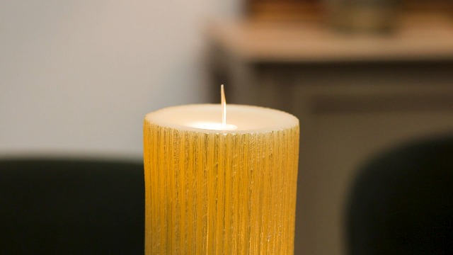 Image of Luminara Metallic Embossed Pillar, Champagne Flameless LED Candle 3.25 inch x 4.5 inch, Battery Operated Real Flame Technology w /Timer Function, Paraffin Wax (Pack of 2)