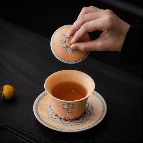 Service à thé céramique Feitian Sancai Gaiwan rétro 140ml