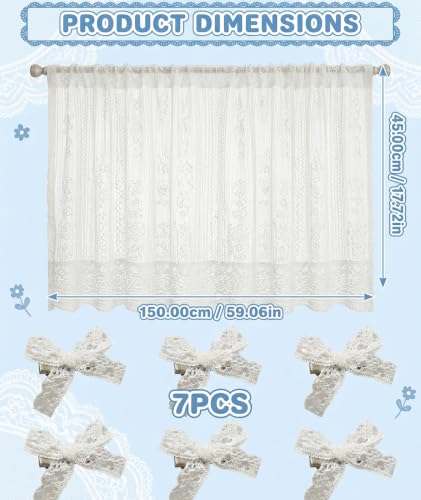 Image of piercing Curtains for Kitchen, Lace Curtains, Kitchen Window Curtains, Sheer Curtains, Kitchen Curtains 29 inchx39 inch Tier 1-Panel Rod Pocket Floral Scalloped Cafe Light Filter White (Lace) (White)