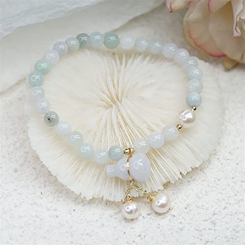 Pendentif calebasse sur bracelet en perles d'eau douce et jade naturel pour un cadeau mémorable