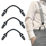 KUNN Suspender Genuine Leather Strips 3 Pcs with Double Clips End 8.5-inch Classic Attachment Replacement for Medieval Y-Back Suspenders,Black
