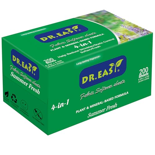 DR.EASY SUMMER FRESH Dryer Sheets Plant Based Formula 200 Ct Fabric Softener sheets for Laundry...